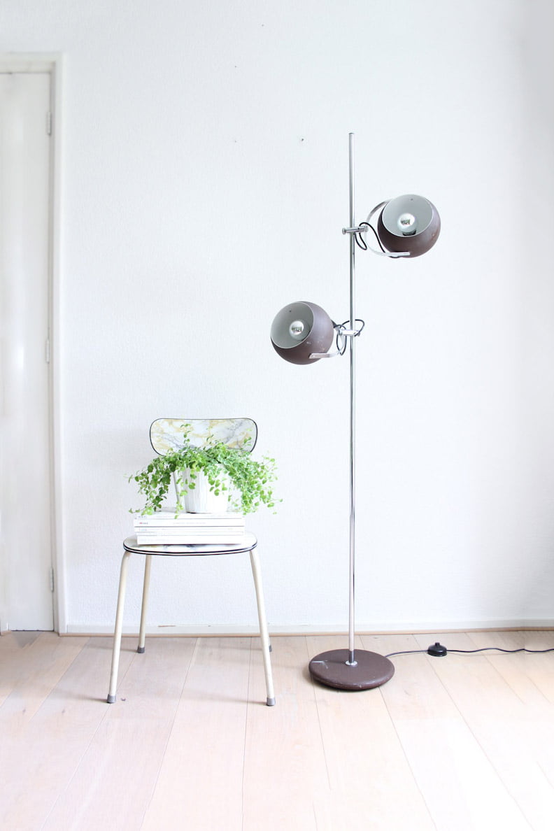 vintage bollenlamp Herda bruin