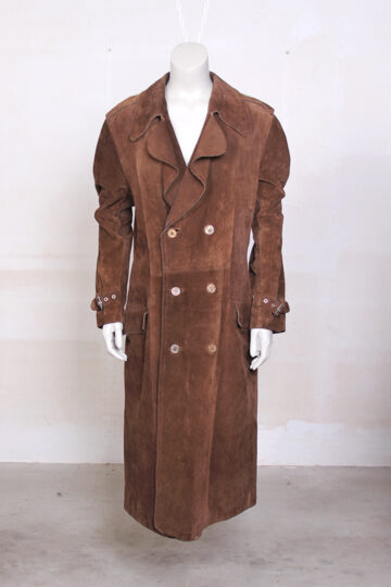 bruine suede trenchcoatVintage bruine suede lange trenchcoat jas