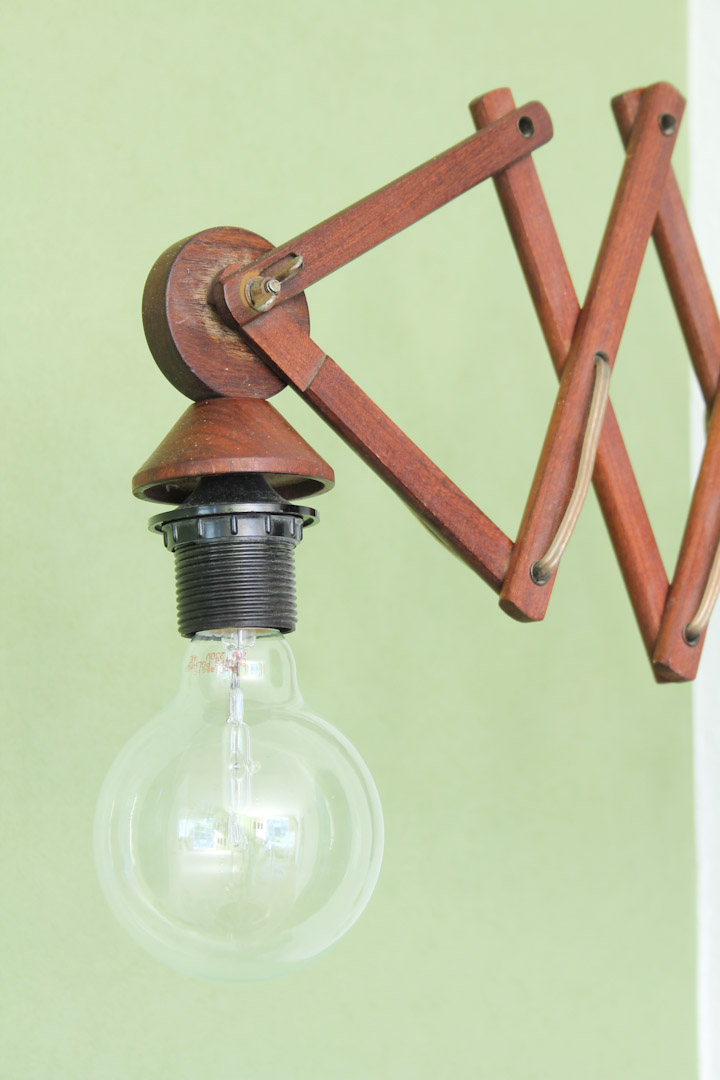 Vintage houten schaarlamp groot - Afbeelding 2