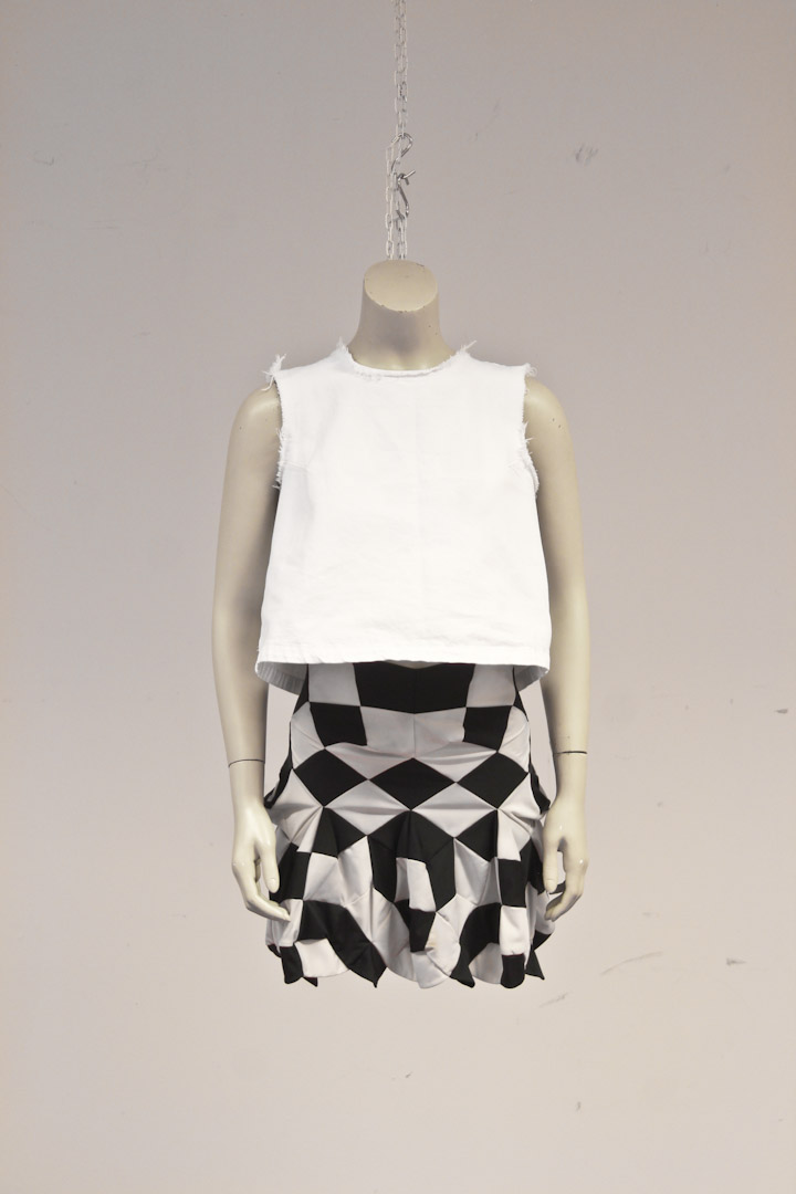 Junya Watanabe x Comme des garcons zwart/wit geblokte ballon rok