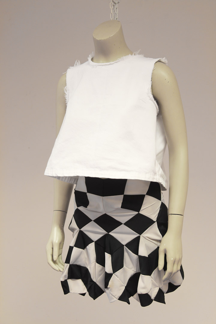 Junya Watanabe x Comme des garcons zwart/wit geblokte ballon rok - Afbeelding 2