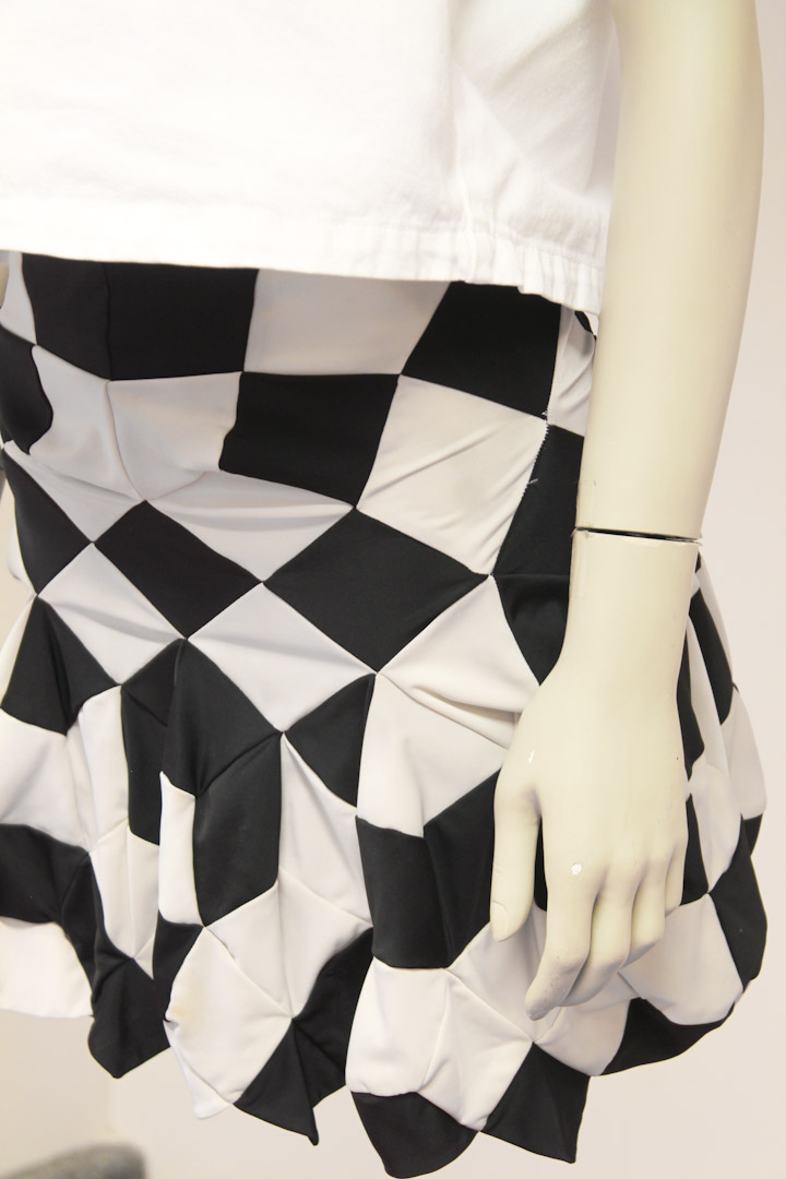 Junya Watanabe x Comme des garcons zwart/wit geblokte ballon rok - Afbeelding 8