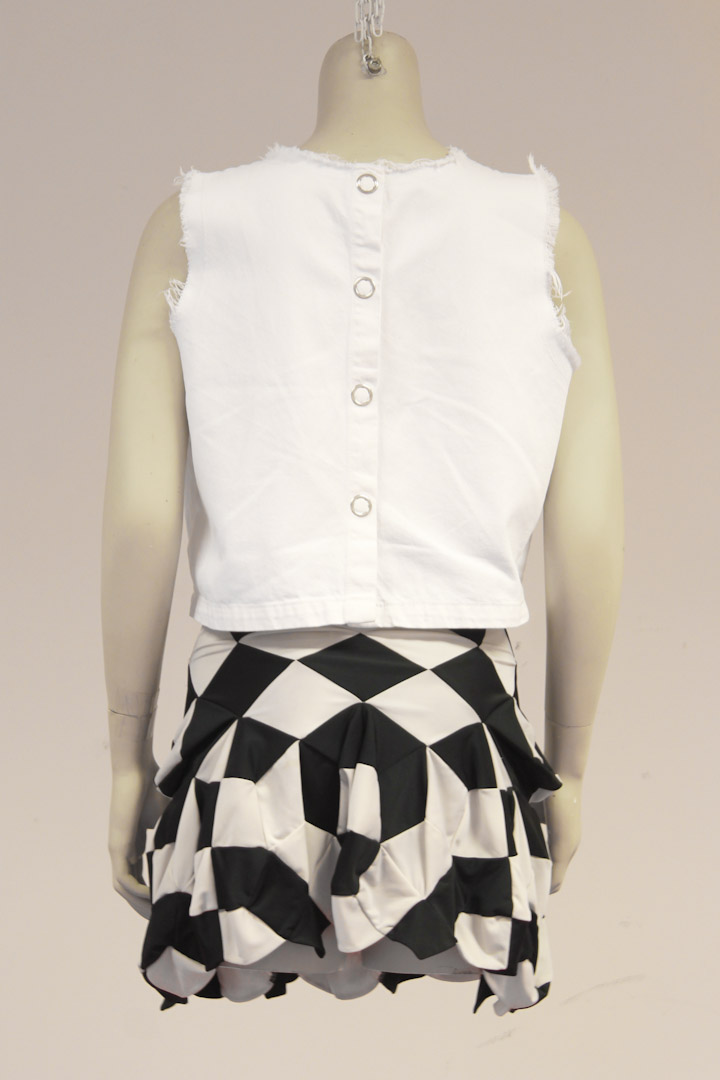 Junya Watanabe x Comme des garcons zwart/wit geblokte ballon rok - Afbeelding 3