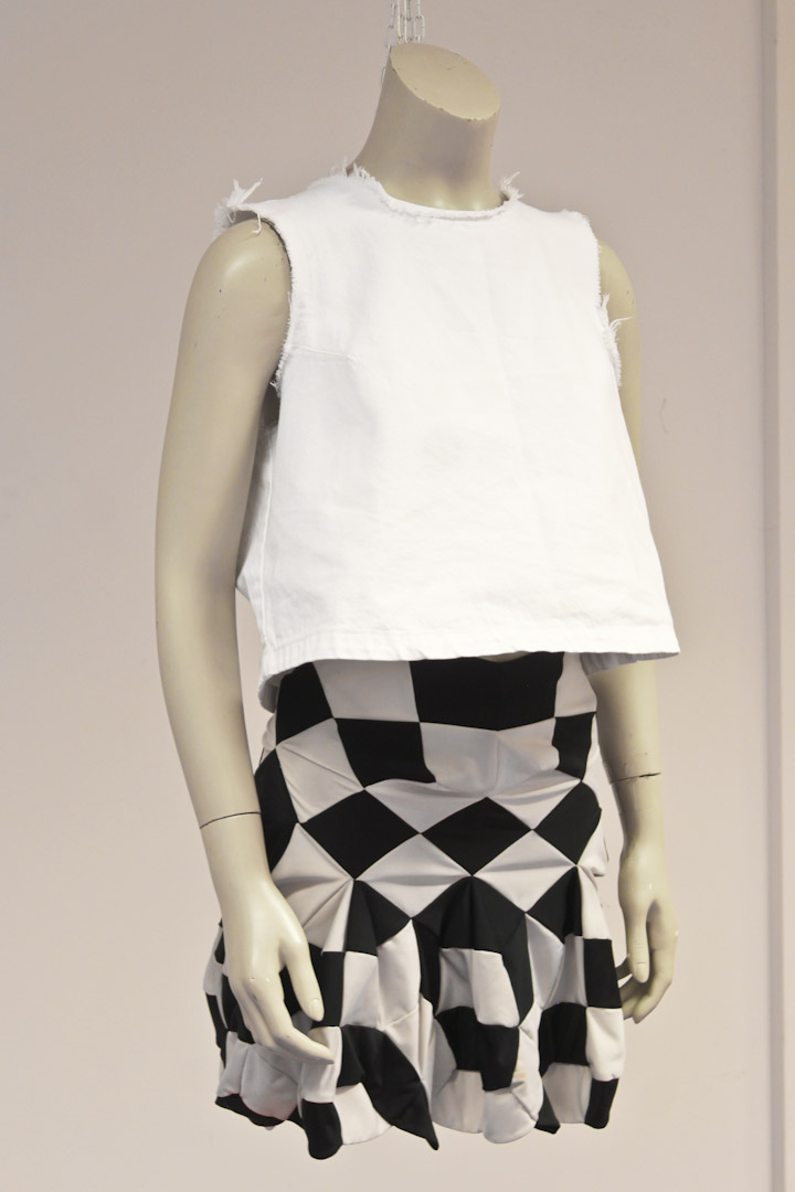 Junya Watanabe x Comme des garcons zwart/wit geblokte ballon rok - Afbeelding 6