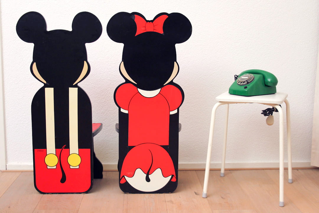 bloed zoals dat Verlammen 90s Mickey en Minnie Mouse stoelen - Froufrou's