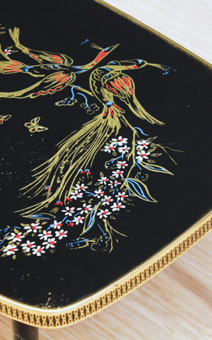 Vintage zwarte salontafel pauw elegante pootjes